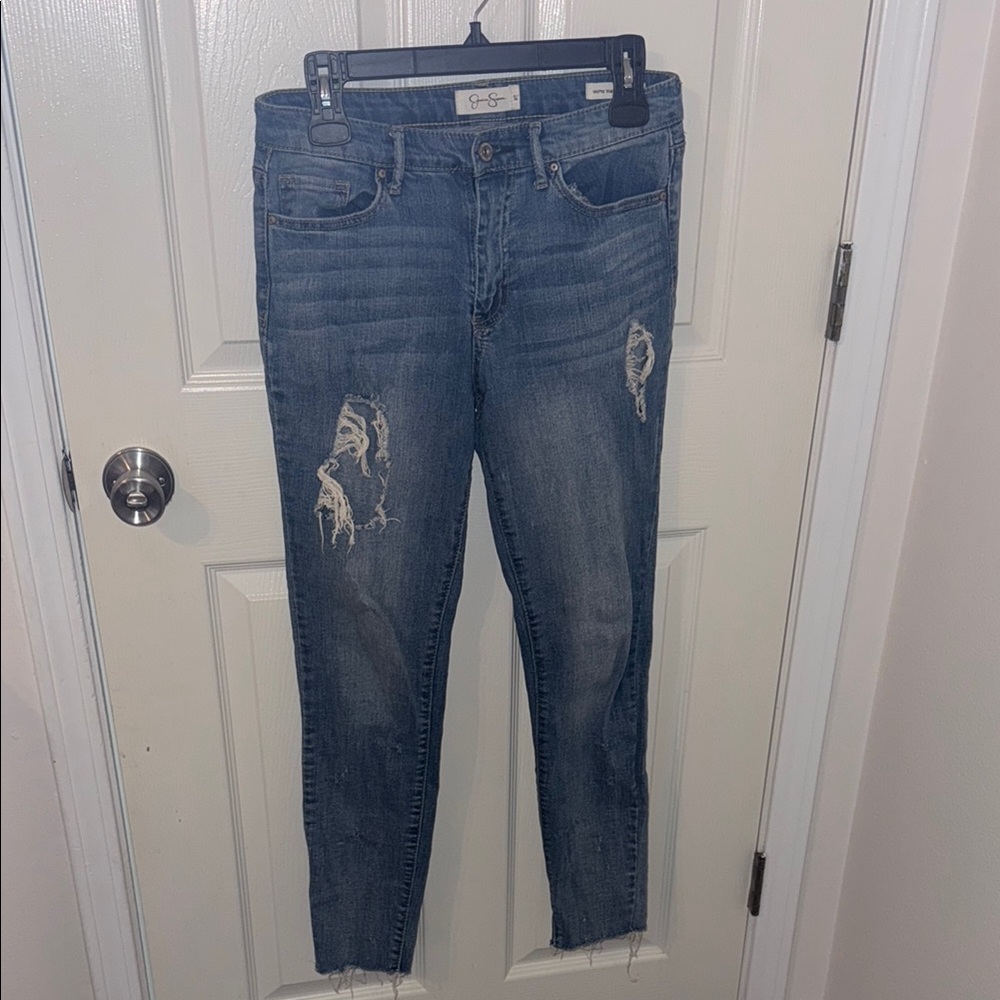 Jessica Simpson Women's Blue Distressed Ankle Jeans